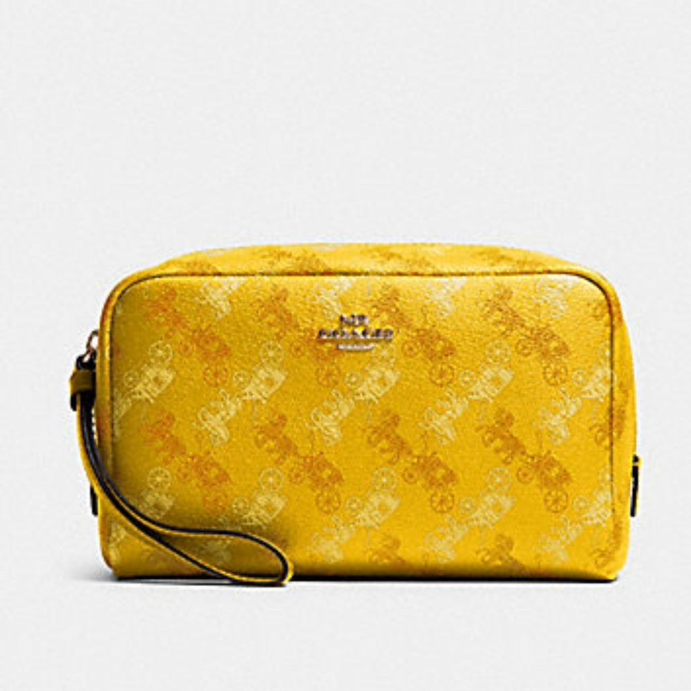 BOXY COSMETIC CASE WITH HORSE AND CARRIAGE PRINT
